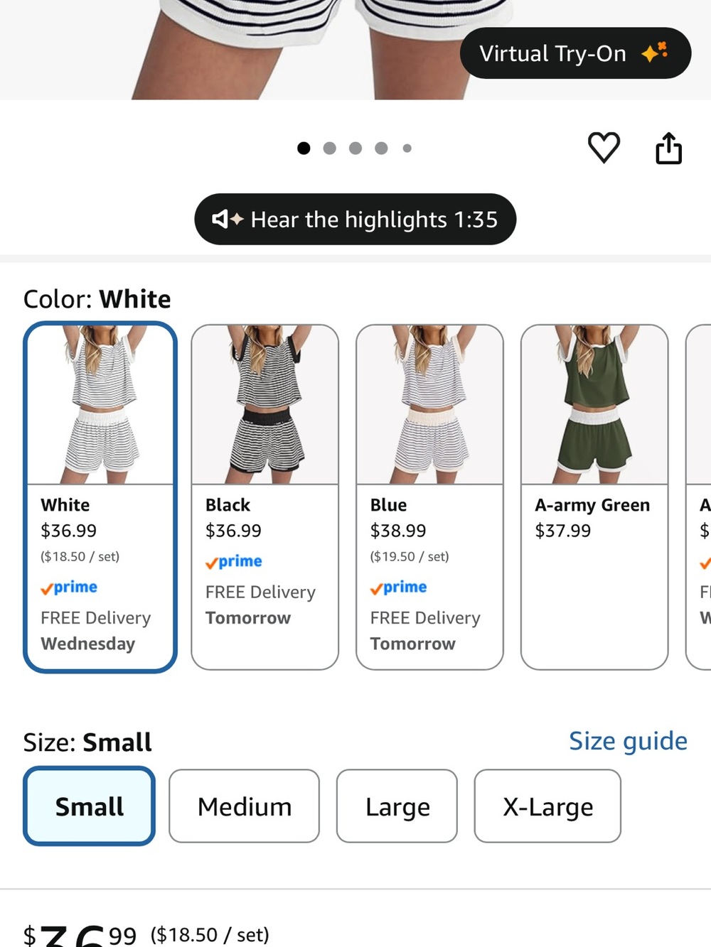 Amazon White and Black Striped Two-Piece Lounge Set - Picture 6 of 6